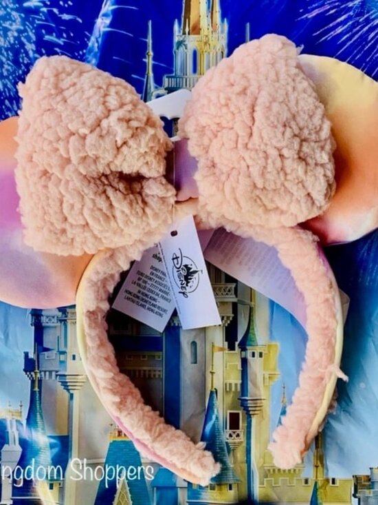 Disney Parks Pink Tie Dye Sherpa Minnie Ears Headband